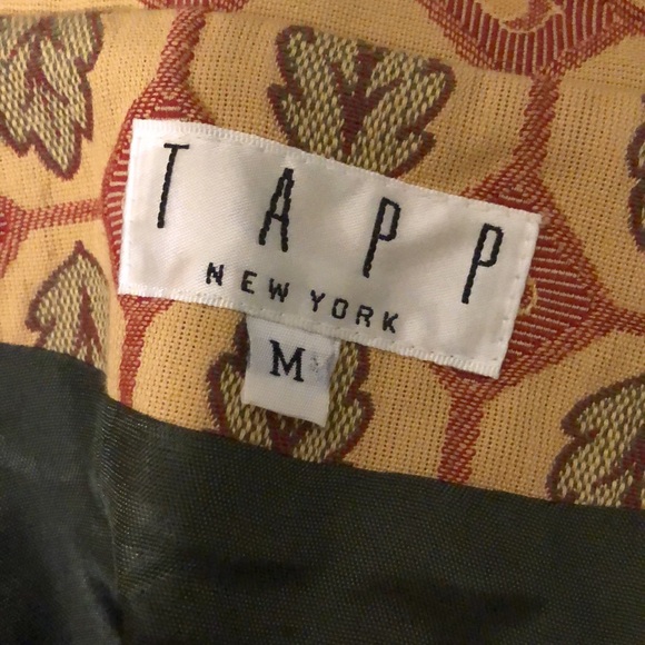 Tapp NY Vintage lined mixed brocade fabric zipper with bead pull sleeveless vest - Picture 12 of 16